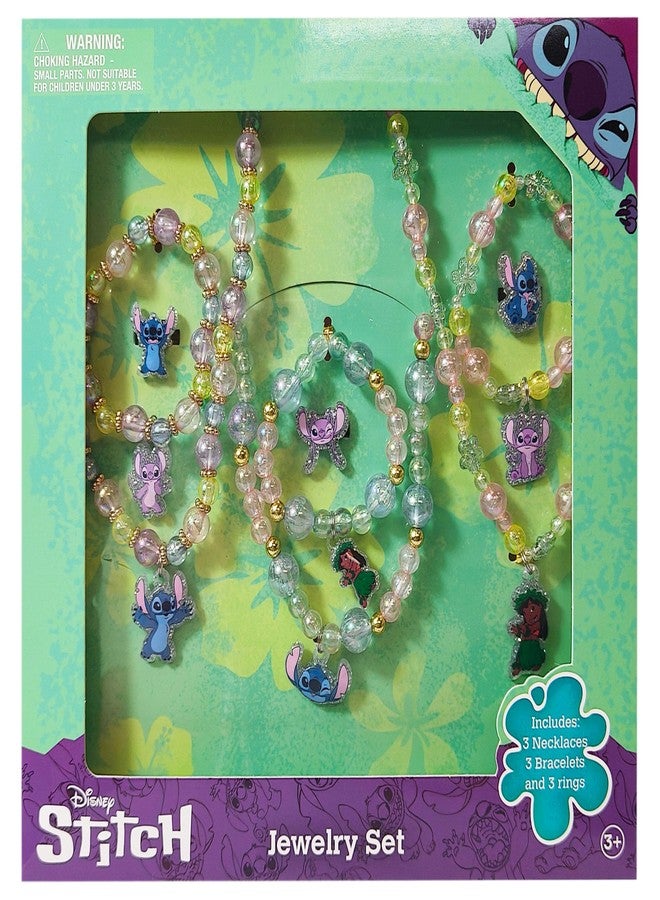 LUV HER Lilo & Stitch Girls Jewelry Set - Dress up 9 Piece Toy Jewelry Box Set with Bead Necklace, Bracelet and Ring - Play Accessories - Ages 3+ - Image 1
