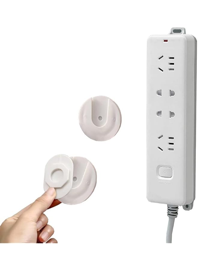 Extension Lead Holder, Self Adhesive Power Strip Wall Fixator, Seamless Punch-free Plug Sticker, Holder Moumt for Socket, WiFi Router, Belkin, Remote Control, Home Kitchen Office Supply(10 PCS)