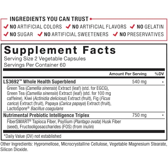 Force Factor ProbioSlim + Prebiotic Fiber, Metabolism Booster for Women & Men, Digestive Health Support, Green Tea Extract and Psyllium Husk Fiber, 120 Count (Pack of 2) - Image 5