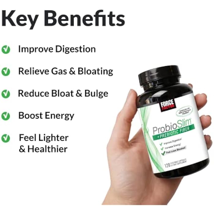 Force Factor ProbioSlim + Prebiotic Fiber, Metabolism Booster for Women & Men, Digestive Health Support, Green Tea Extract and Psyllium Husk Fiber, 120 Count (Pack of 2) - Image 2