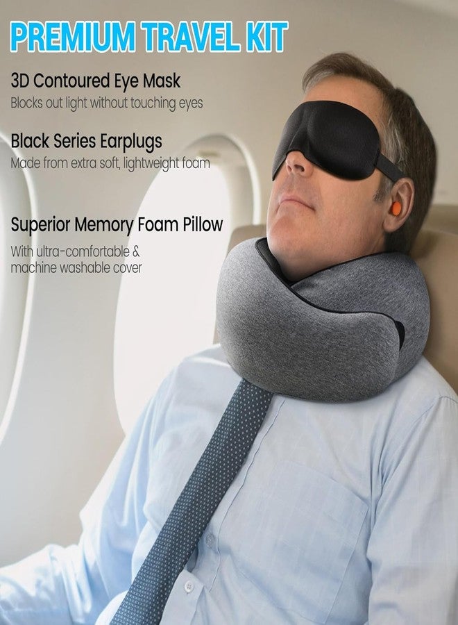 GT-REX Neck Travel Pillow | Memory Foam Neck Pillow for Comfort on Airplane | Compact and Ergonomic Design for Travel, Car Rides, and Home Use | Ideal for Adults and Kids (Grey) - Image 2