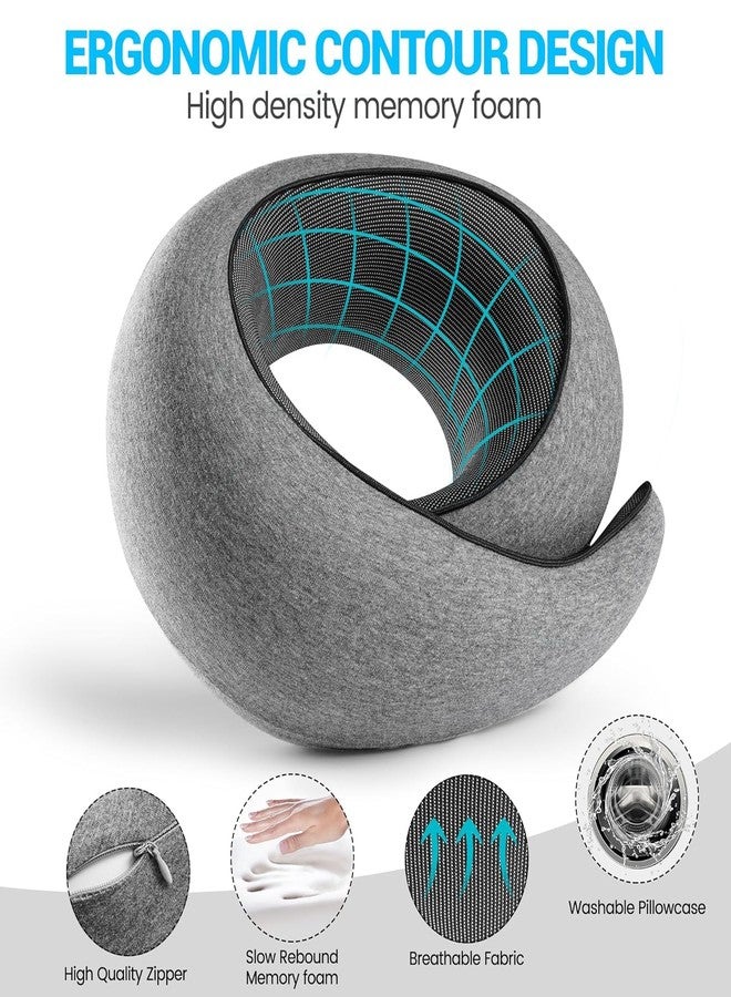 GT-REX Neck Travel Pillow | Memory Foam Neck Pillow for Comfort on Airplane | Compact and Ergonomic Design for Travel, Car Rides, and Home Use | Ideal for Adults and Kids (Grey) - Image 5