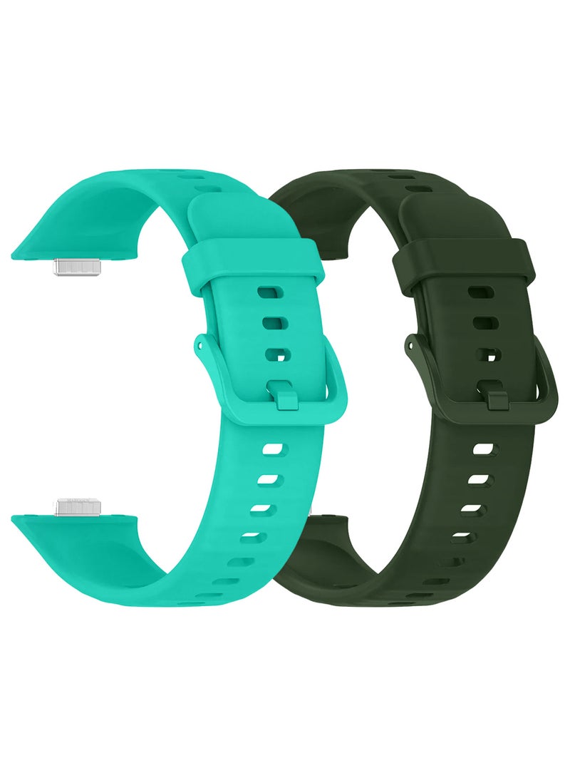 CATANES 2Packs Wristband for Huawei Watch Fit 3/Fit 4/Fit 4 Pro Bands, Silicone Bracelet Quick Release Arm Band, Replacement Smartwatch Band Quick Release Sport Straps - Green Aqua  - Image 2