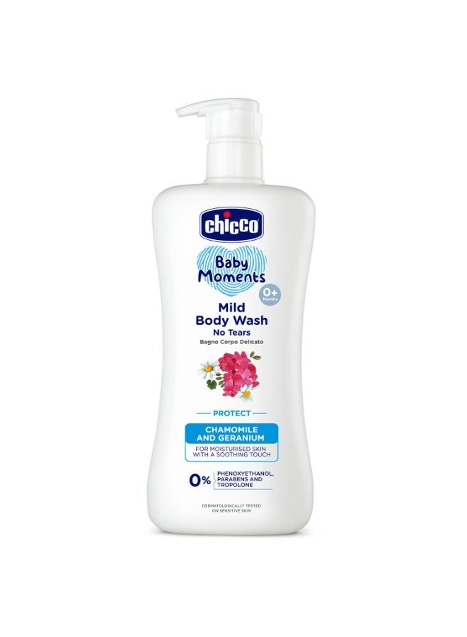 Chicco Baby Moments Mild Body Wash Protect, New Advanced Formula With Natural Ingredients, No Tears, Suitable For Babys Body Wash, No Phenoxyethanol And Parabens (500Ml) - Image 1