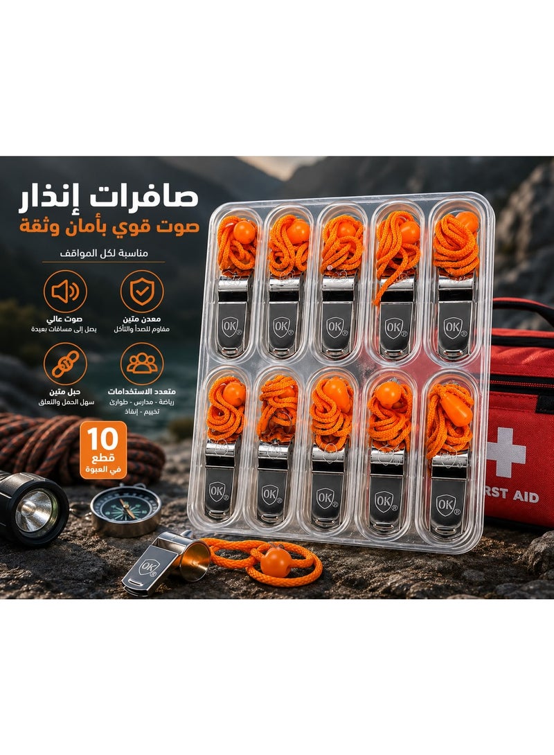 An extremely loud metal whistle, suitable for soccer, basketball, and emergencies. Pack of 10. - Image 2