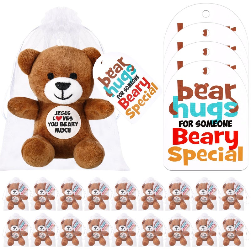 Silipull 12 Pcs Jesus Loves You Beary Much Stuffed Bears Easter Gifts 4 Religious Plush Christian Bible Verse Bears for Party Favor Gift Box Stuffers - Image 3