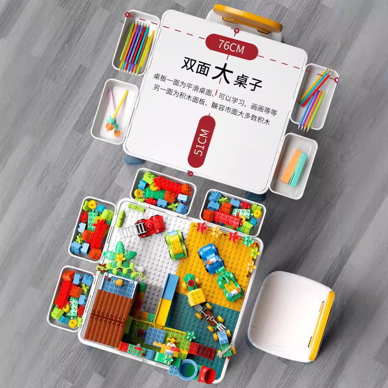 Kindergarten Early Education Multifunctional Building Block Table Compatible With Lego Size Granular Assembled Building Block Children'S Learning Table - Image 4