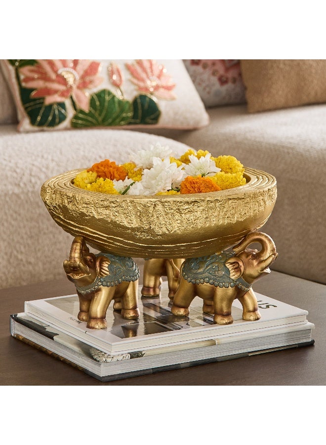 Home Box Sym Polyresin Elephant Decorative Platter - 29.5x26x16 cm - Image 1