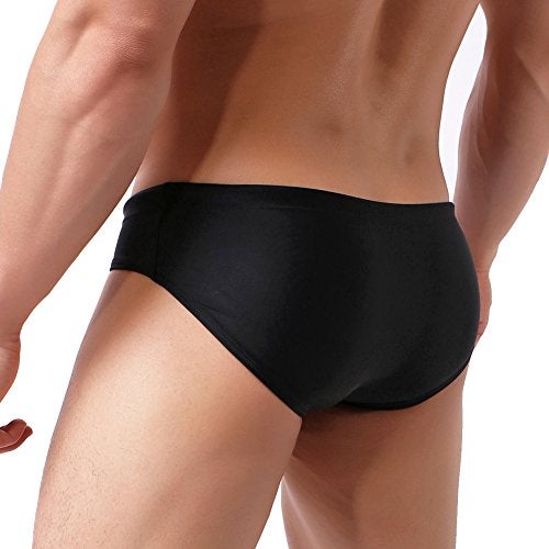 Summer Code Mens Solid Swim Briefs Drawstring Bikini Sport Swimsuit Black - Image 4