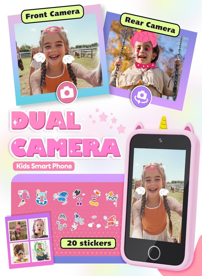 Lizzbey Kids Smart Phone, Unicorn Toys Phone For Girls 3 4 5 6 7 8 Years Old, Dual Camera, 3.5'' Touchscreen Kid Phones, Educational Toy Toddler Christmas Birthday Gifts, Abc Learning, Habit Tracker - Image 4