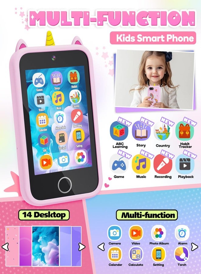 Lizzbey Kids Smart Phone, Unicorn Toys Phone For Girls 3 4 5 6 7 8 Years Old, Dual Camera, 3.5'' Touchscreen Kid Phones, Educational Toy Toddler Christmas Birthday Gifts, Abc Learning, Habit Tracker - Image 2