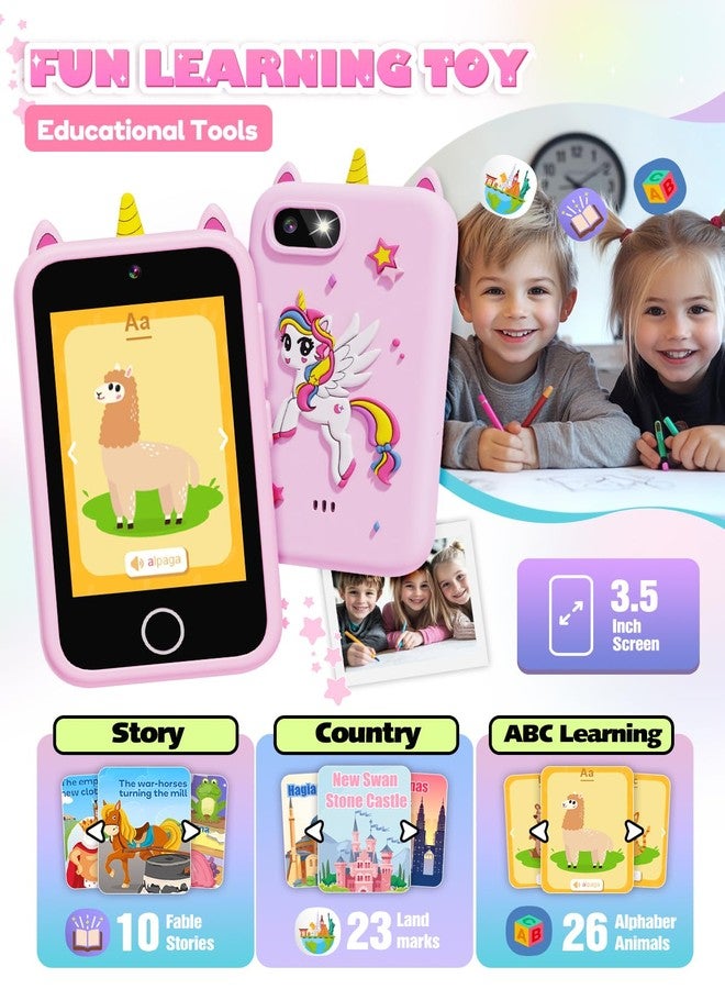 Lizzbey Kids Smart Phone, Unicorn Toys Phone For Girls 3 4 5 6 7 8 Years Old, Dual Camera, 3.5'' Touchscreen Kid Phones, Educational Toy Toddler Christmas Birthday Gifts, Abc Learning, Habit Tracker - Image 3