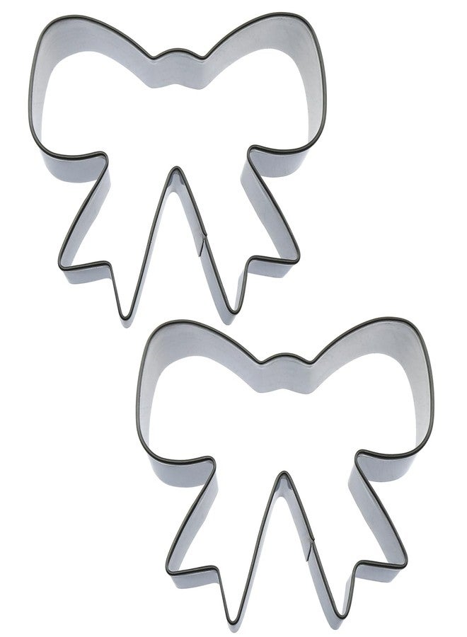 LUORNG 2pcs Stainless Steel Bow Cookie Cutters Cute Cartoon Cookie Moldlings Adorable Bow Shaped Cookie Cutters - Image 1