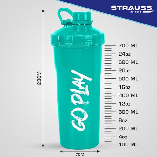 STRAUSS Aqua Shaker Bottle | 100% BPA- Free | Leakproof Shaker for Protein Shake |Ideal Pre-Post Workout Shake|Blender Bottle for Smoothies & Shakes | Ideal for Both Men and Women | 700ml,(Aqua Green) - Image 4