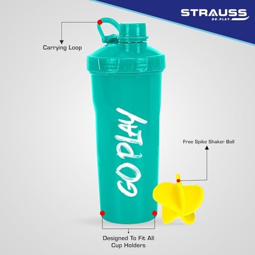 STRAUSS Aqua Shaker Bottle | 100% BPA- Free | Leakproof Shaker for Protein Shake |Ideal Pre-Post Workout Shake|Blender Bottle for Smoothies & Shakes | Ideal for Both Men and Women | 700ml,(Aqua Green) - Image 3