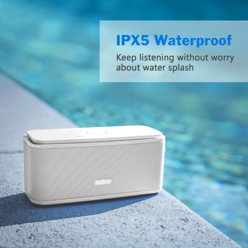 DOSS SoundBox Touch Wireless Bluetooth Speaker with 12W HD Sound and Bass, IPX5 Water-Resistant, 20H Playtime, Handsfree, Portable for Office, Home, Outdoor, Travel-White - Image 4