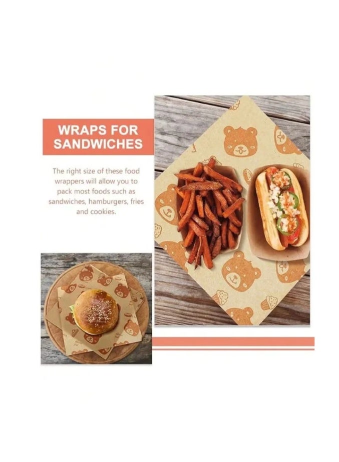 100 ورقة من ورقة الشمع ورقة التعبئة والتغليف ساندويتش, ورقة تمتص الزيت, ورقة برهان الزيت, ورقة عزل الدجاج المقلي, ملونة ديكور مطبوخة الأغذية التعبئة والتغليف سلة الأغذية بطانة, تستخدم لتغليف وجبات خفيفة العطلة, الحلوى, الكوكيز，15x15cm - Image 5