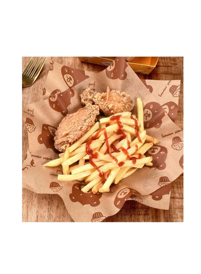 100 ورقة من ورقة الشمع ورقة التعبئة والتغليف ساندويتش, ورقة تمتص الزيت, ورقة برهان الزيت, ورقة عزل الدجاج المقلي, ملونة ديكور مطبوخة الأغذية التعبئة والتغليف سلة الأغذية بطانة, تستخدم لتغليف وجبات خفيفة العطلة, الحلوى, الكوكيز，15x15cm - Image 3