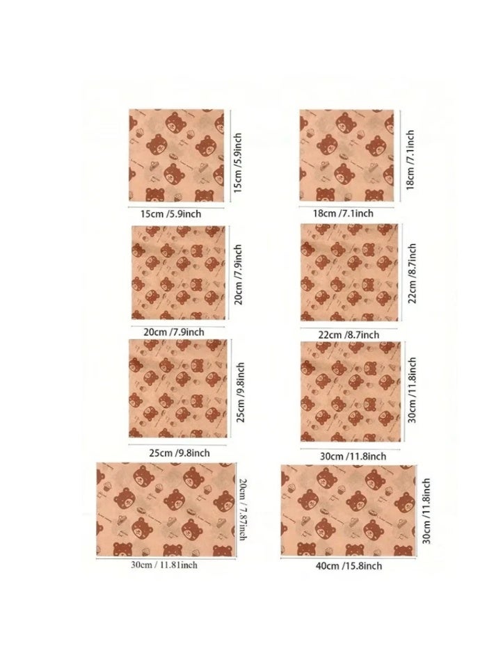 100 ورقة من ورقة الشمع ورقة التعبئة والتغليف ساندويتش, ورقة تمتص الزيت, ورقة برهان الزيت, ورقة عزل الدجاج المقلي, ملونة ديكور مطبوخة الأغذية التعبئة والتغليف سلة الأغذية بطانة, تستخدم لتغليف وجبات خفيفة العطلة, الحلوى, الكوكيز，15x15cm - Image 2