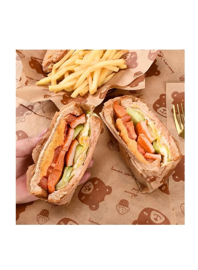 100 ورقة من ورقة الشمع ورقة التعبئة والتغليف ساندويتش, ورقة تمتص الزيت, ورقة برهان الزيت, ورقة عزل الدجاج المقلي, ملونة ديكور مطبوخة الأغذية التعبئة والتغليف سلة الأغذية بطانة, تستخدم لتغليف وجبات خفيفة العطلة, الحلوى, الكوكيز，15x15cm - Image 4