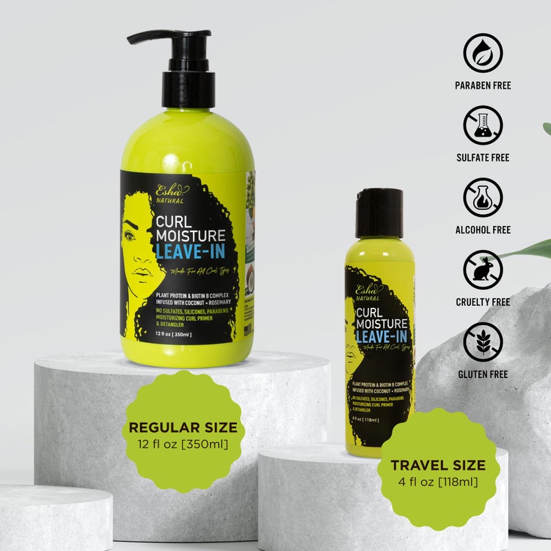 Esha Girl Natural â€“ Leave-In Conditioner - Moisturize Dry Hair - Enhance, Nourish, Hydrate Curls - Biotin Infused - Coconut Frizz Hair Care (4 oz.) - Image 4