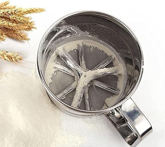 DMDENT Stainless Steel Flour SifterAtta Chalni Hand Press Design Large Capacity Flour Sieve Cup for Sugar Flour and Coffee Powder CorrosionResistant  - Image 4