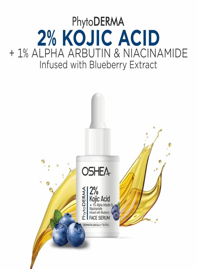 Oshea PhytoDERMA Face Serum for Men & Women 30 ml | 2% Kojic Acid with 1% Alpha Arbutin & Niacinamide | Reduces Dark Spots & Fine Lines | Infused with Blueberry Extract - Image 4