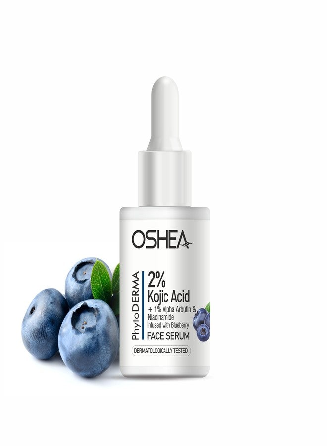 Oshea PhytoDERMA Face Serum for Men & Women 30 ml | 2% Kojic Acid with 1% Alpha Arbutin & Niacinamide | Reduces Dark Spots & Fine Lines | Infused with Blueberry Extract - Image 1