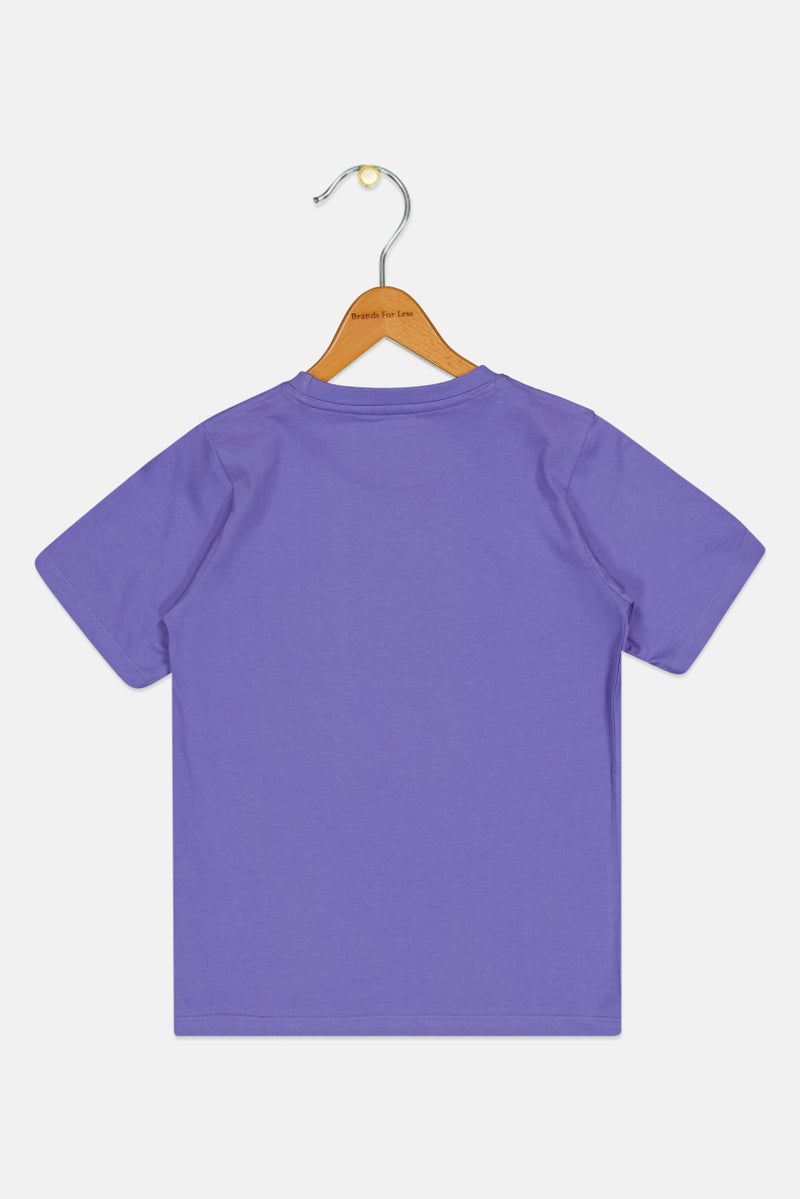 Reebok Kids Boy Brand Logo Short Sleeve Outdoor T-Shirt, Purple - Image 3