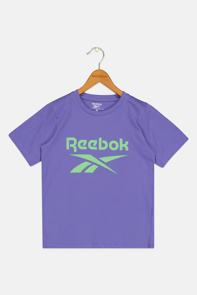 Reebok Kids Boy Brand Logo Short Sleeve Outdoor T-Shirt, Purple - Image 2