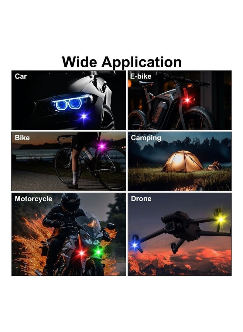 4PCS Wireless LED Strobe Lights with Remote - 8 Colors USB Rechargeable Waterproof Emergency Warning Lights for Car Motorcycle Drone Bike - Image 4