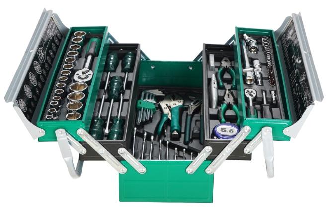 جيرزون مجموعة أدوات إصلاح المنزل من 85 قطعة، مجموعة أدوات عامة لإصلاح المنزل/السيارات، صندوق تخزين أدوات مع درج، مجموعة أدوات منزلية متعددة الأغراض - مثالية للأعمال اليدوية المنزلية، لون أخضر - Image 1