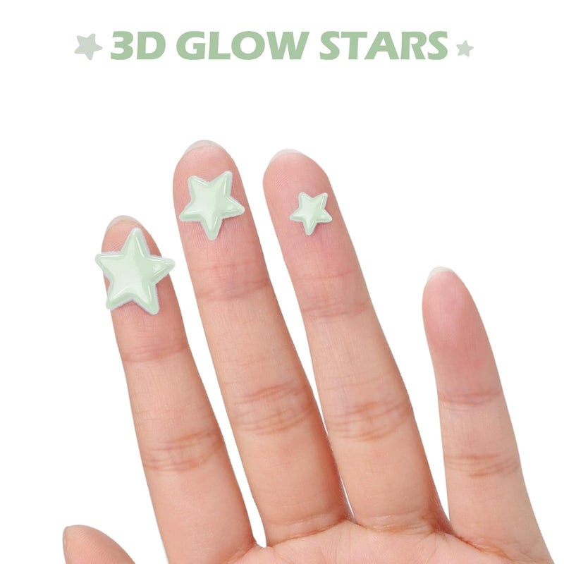 Bairay Glow in The Dark Stars Decals Decor for Ceiling 633 Pcs Realistic 3D Stickers Starry Sky Shining Decoration Perfect for Kids Bedroom Bedding Room Gifts - Image 3