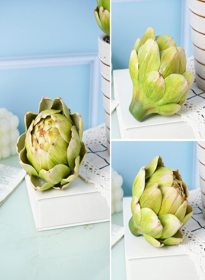 Notakia 6Pcs Green Large Faux Artichokes for Decoration Bowl Fillers Fake Fruit Artificial Artichokes that Look Real Realistic Fake Vegetable Decor for Home Kitchen Table Party Centerpiece - Image 4