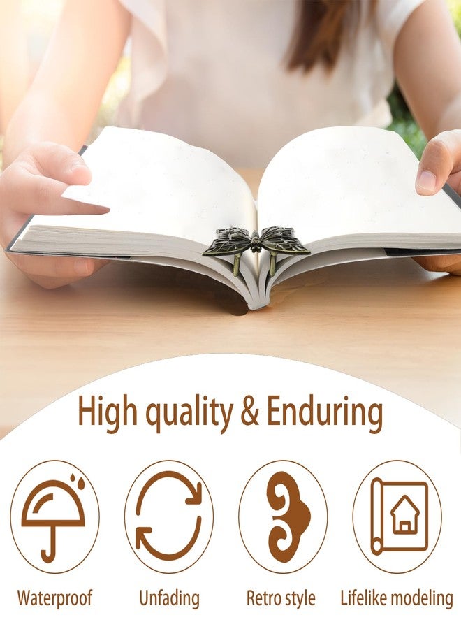 com.loghohu مشابك صفحات الكتب من لوجوهو، مشابك كتب عتيقة، مشابك كتب على شكل فراشة لتثبيت الكتاب مفتوحًا، حرر يديك، مشبك معدني لعلامة الكتاب، هدايا لمحبي الكتب والقراء والكتاب، زينة على شكل فراشة - Image 3
