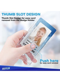 MIFFLIN Rigid Id Name Badge Holders (Clear, Vertical 3.35X2.1 Inch, 30 Pack), Heavy-Duty Hard Pc Plastic Identification Card Protectors, Transparent Tag W/ 2 Slots  - Image 3