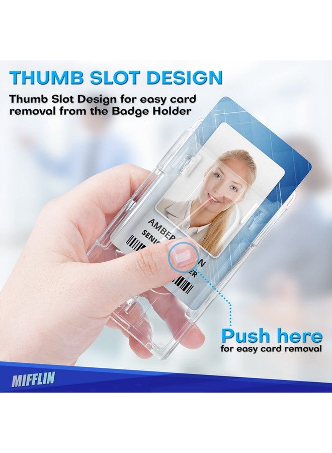 MIFFLIN Rigid Id Name Badge Holders (Clear, Vertical 3.35X2.1 Inch, 30 Pack), Heavy-Duty Hard Pc Plastic Identification Card Protectors, Transparent Tag W/ 2 Slots - Image 3