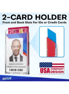 MIFFLIN Rigid Id Name Badge Holders (Clear, Vertical 3.35X2.1 Inch, 30 Pack), Heavy-Duty Hard Pc Plastic Identification Card Protectors, Transparent Tag W/ 2 Slots  - Image 2