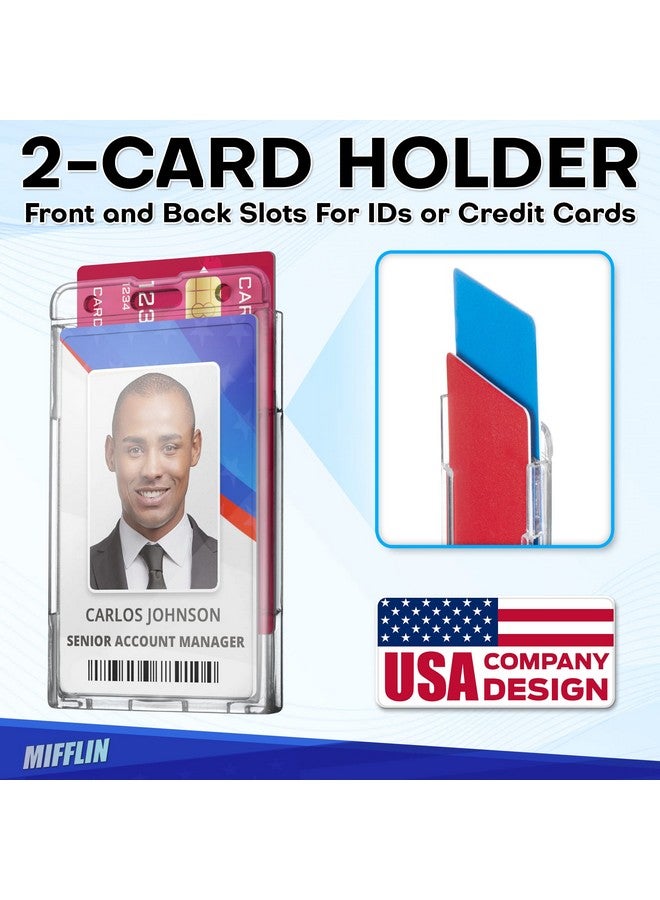 MIFFLIN Rigid Id Name Badge Holders (Clear, Vertical 3.35X2.1 Inch, 30 Pack), Heavy-Duty Hard Pc Plastic Identification Card Protectors, Transparent Tag W/ 2 Slots - Image 2