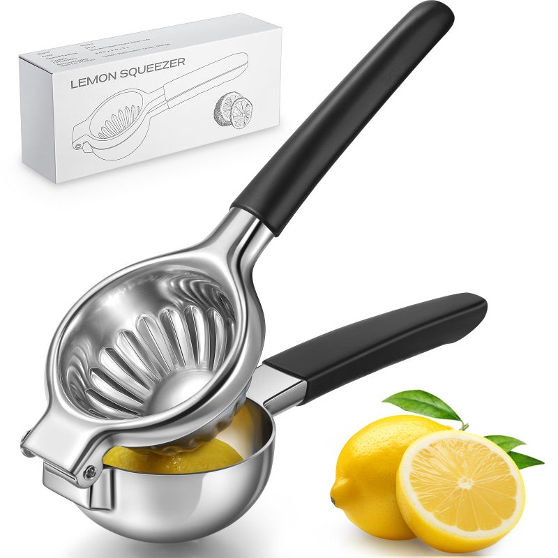 Sopito Lemon Squeezer Sopito Stainless Steel Citrus Press Juicer Heavy Duty with Large Metal Squeezer Bowl for Seedless Juicing NonSlip Grip Design Manual Juicer