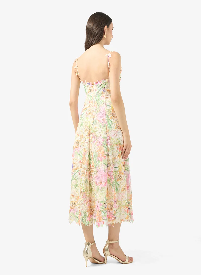 Ginger Boutique Lacer Embroidered Floral A Line Dress