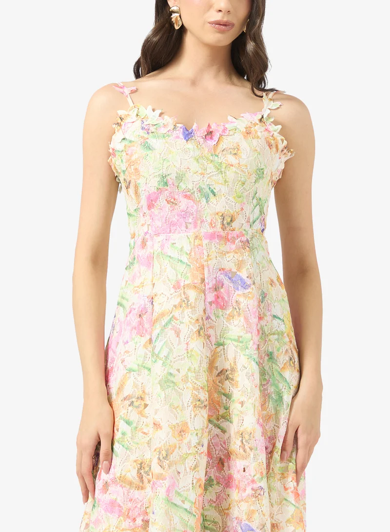 Ginger Boutique Lacer Embroidered Floral A Line Dress