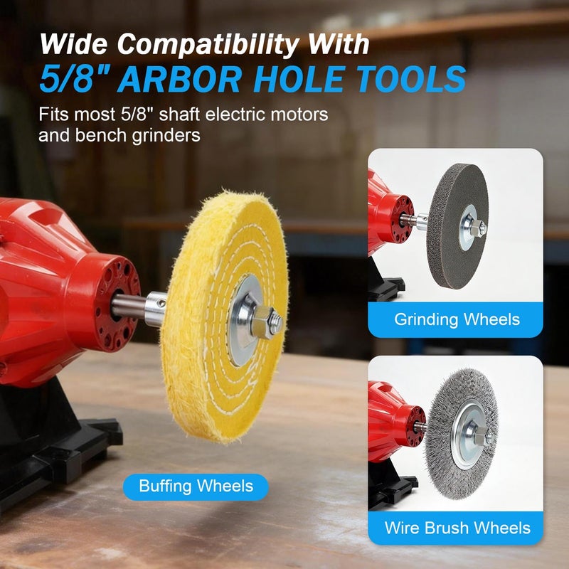 BLSGBUIDING 5/8" Fixed Bore Shaft Arbor Extension - No Wobble for Buffing Grinding Wheels/For Bench Grinder - Right 1 Pack (Steel) - Image 5