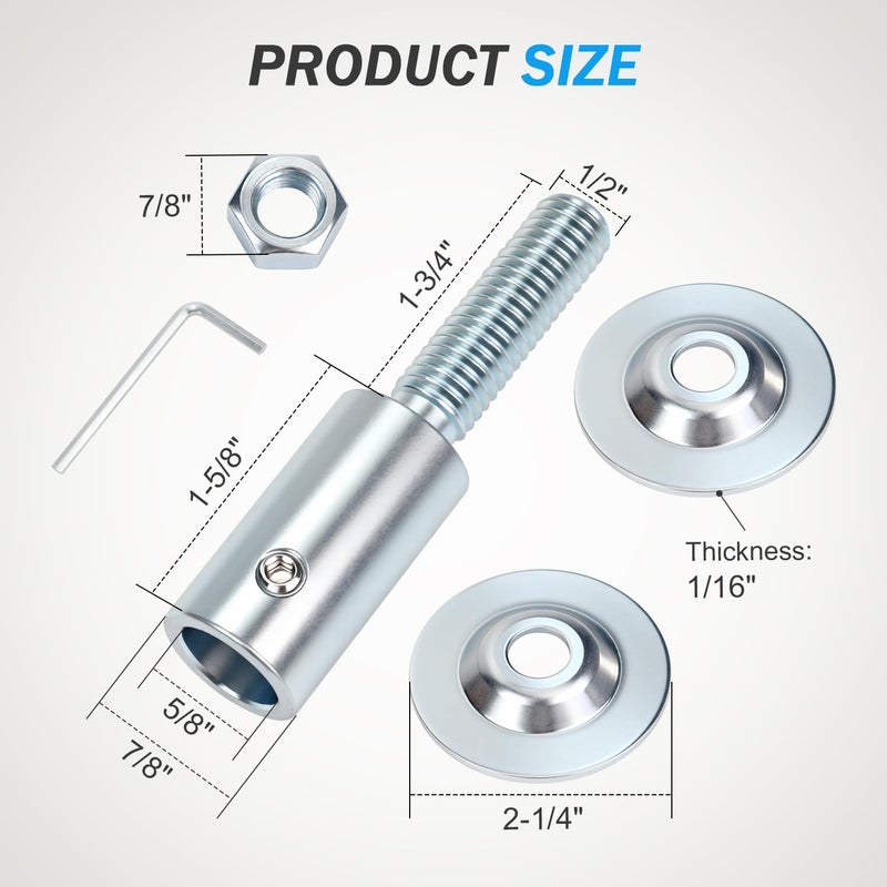 BLSGBUIDING 5/8" Fixed Bore Shaft Arbor Extension - No Wobble for Buffing Grinding Wheels/For Bench Grinder - Right 1 Pack (Steel) - Image 2