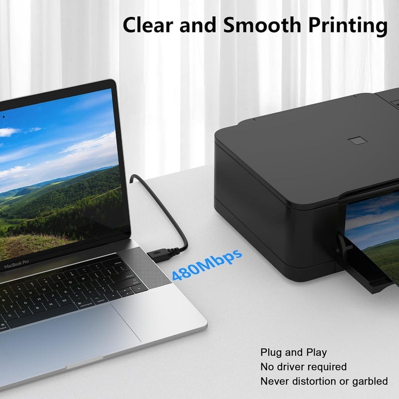 rts 3 Meter USB Printer Cable High Speed Transfer Cord USB A to Male To USB B 2.0 Cable Cord Compatible with Printers, Scanner For Brother Dell, HP, Epson, Canon, Lexmark, Xerox, Samsung, Epson - Image 2