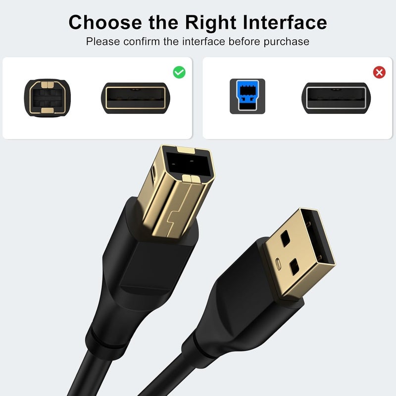 rts 3 Meter USB Printer Cable High Speed Transfer Cord USB A to Male To USB B 2.0 Cable Cord Compatible with Printers, Scanner For Brother Dell, HP, Epson, Canon, Lexmark, Xerox, Samsung, Epson - Image 5