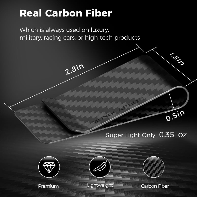 MONOCARBON Carbon-Fiber-Money-Clip-for-Men, Minimalist-Money-Holder for Cash, High Elastic Carbon-Fiber-Wallet, Slim and Durable (Twill Matte Black) - Image 4