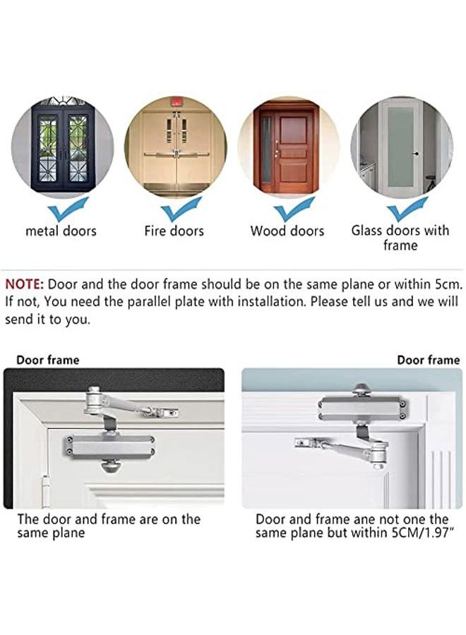 Marie Automatic Adjustable Size 3 Spring Hydraulic Door Closer Heavy Duty Auto Closer for Residential and Commercial Doors, White - Image 4