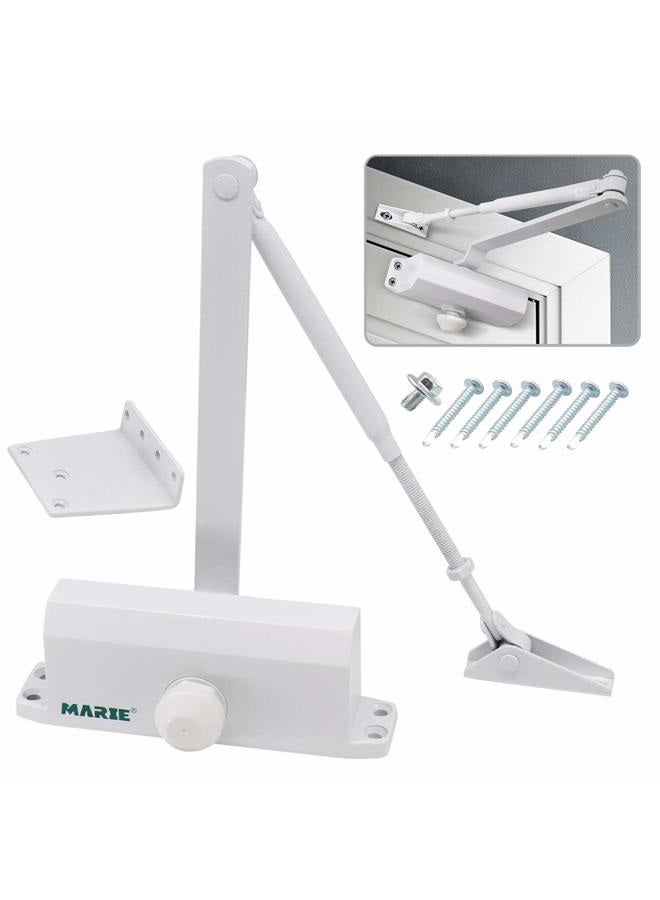 Marie Automatic Adjustable Size 3 Spring Hydraulic Door Closer Heavy Duty Auto Closer for Residential and Commercial Doors, White - Image 1