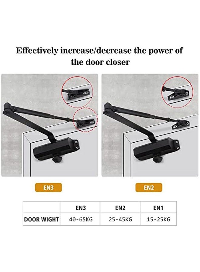 Marie Automatic Adjustable Size 3 Spring Hydraulic Door Closer Heavy Duty Auto Closer for Residential and Commercial Doors, White - Image 5